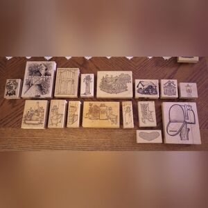 Home themed Wooden rubber stamps
